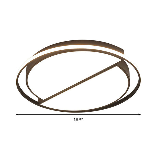 Black Led Flush Mount Half - Circle Acrylic Ceiling Lamp For Study Room