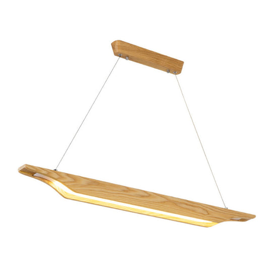 Modern Linear Wooden Pendant Light Fixture With Led Beige White/Warm/Natural