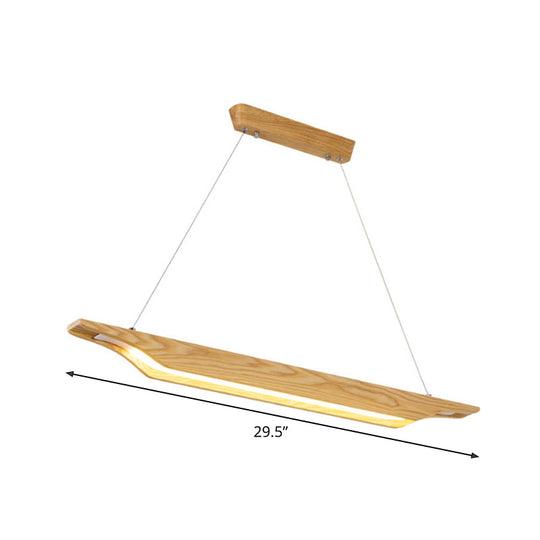 Modern Linear Wooden Pendant Light Fixture With Led Beige White/Warm/Natural