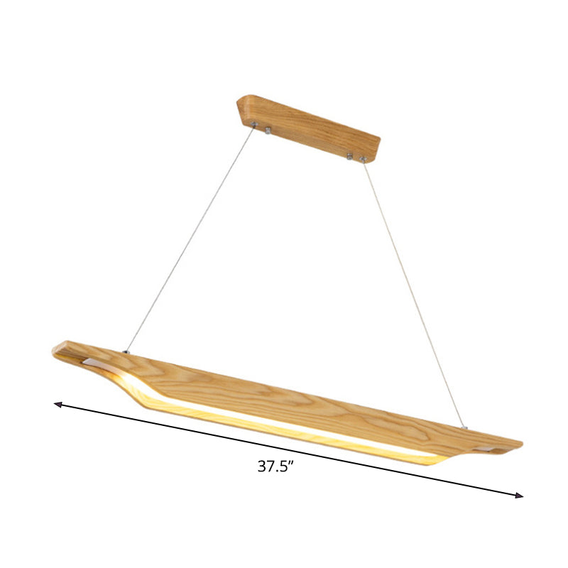 Modern Led Pendant Lighting: Linear Wooden Ceiling Lamp Fixture In White/Warm/Natural Light - Beige