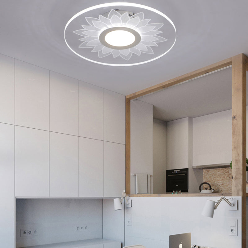 Kid’s Cartoon Led White Ceiling Lamp With Acrylic Flower Design