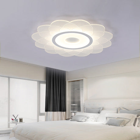 Cartoon White Led Flush Ceiling Light - Childs Bedroom Blossom Acrylic Fixture