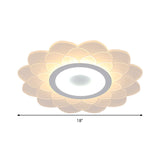 Cartoon White Led Flush Ceiling Light - Childs Bedroom Blossom Acrylic Fixture