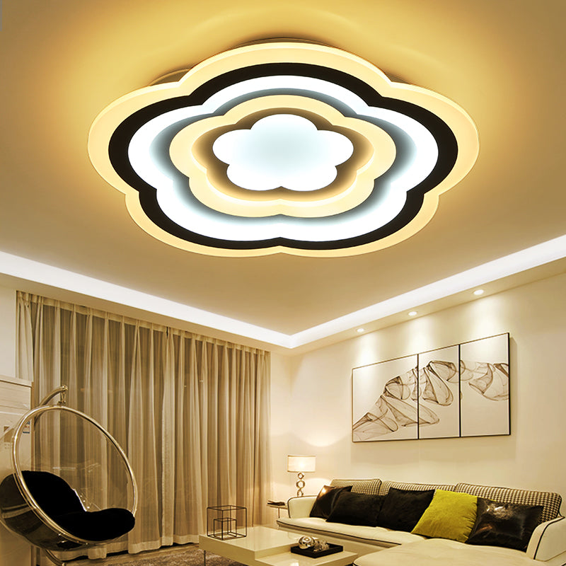 Led Floral Acrylic Ceiling Mount Light In White - Contemporary Lamp For Baby Room