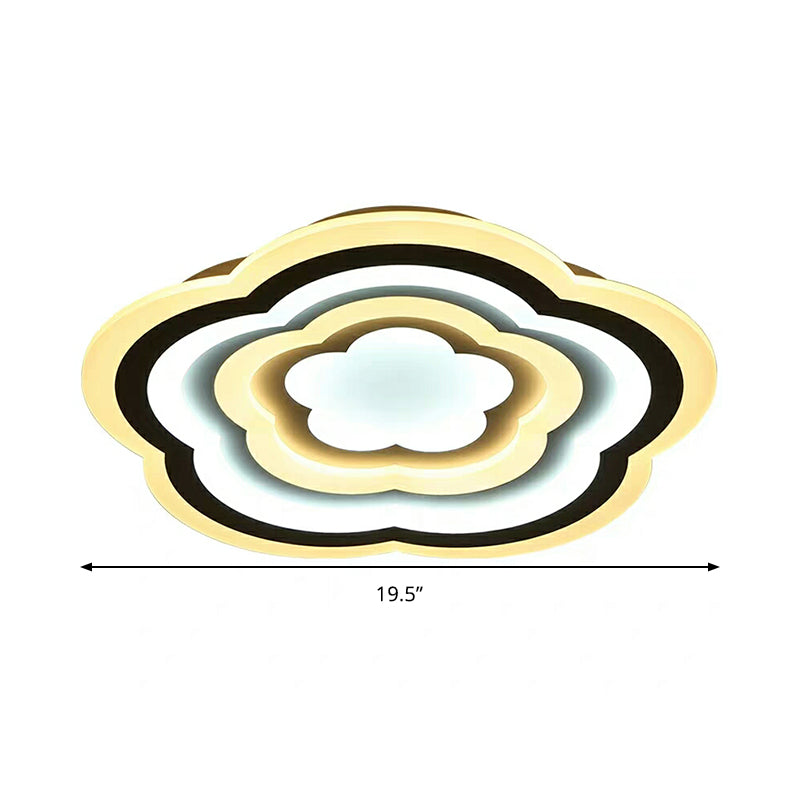 Led Floral Acrylic Ceiling Mount Light In White - Contemporary Lamp For Baby Room