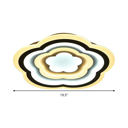 Led Floral Acrylic Ceiling Mount Light In White - Contemporary Lamp For Baby Room