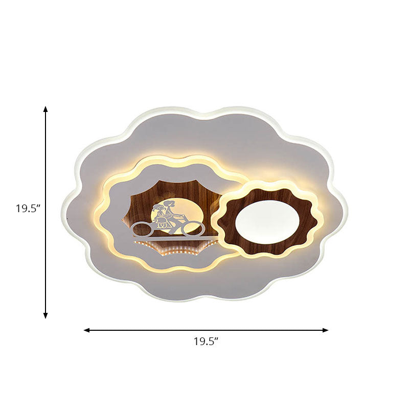 Romantic Acrylic Blossom Ceiling Mount Flush Light In White For Adult Bedroom