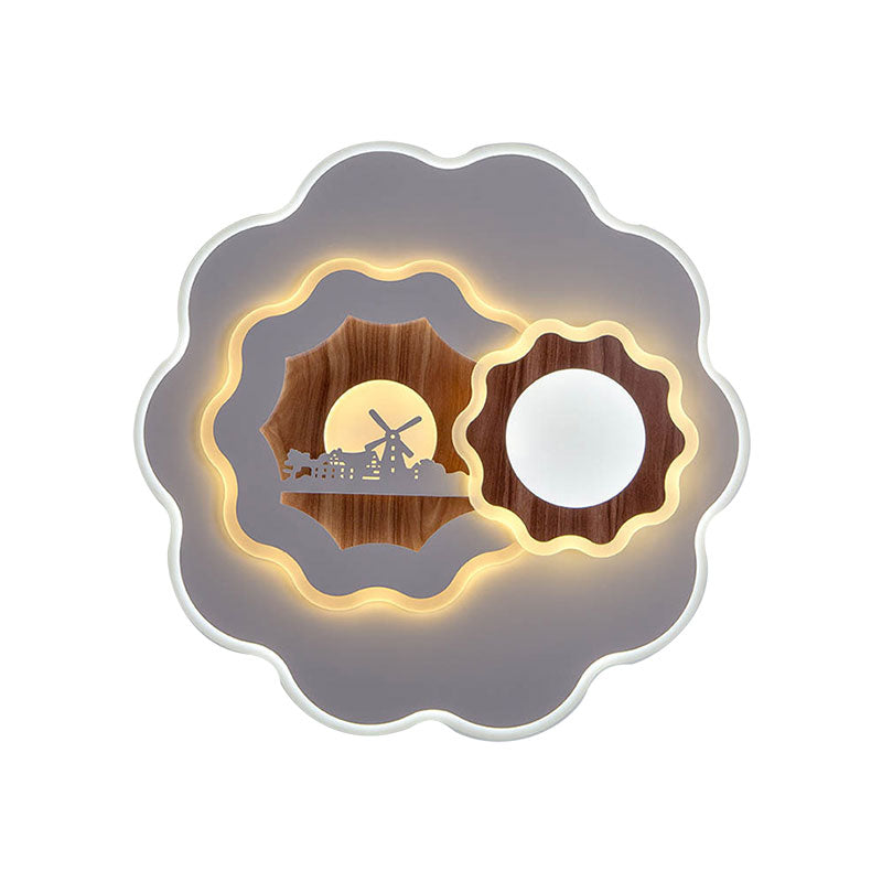 Romantic Acrylic Blossom Ceiling Mount Flush Light In White For Adult Bedroom