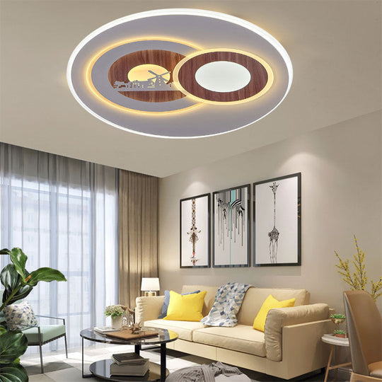 Sleek Acrylic Led Flush Mount Ceiling Light For Corridors Contemporary White Design / E