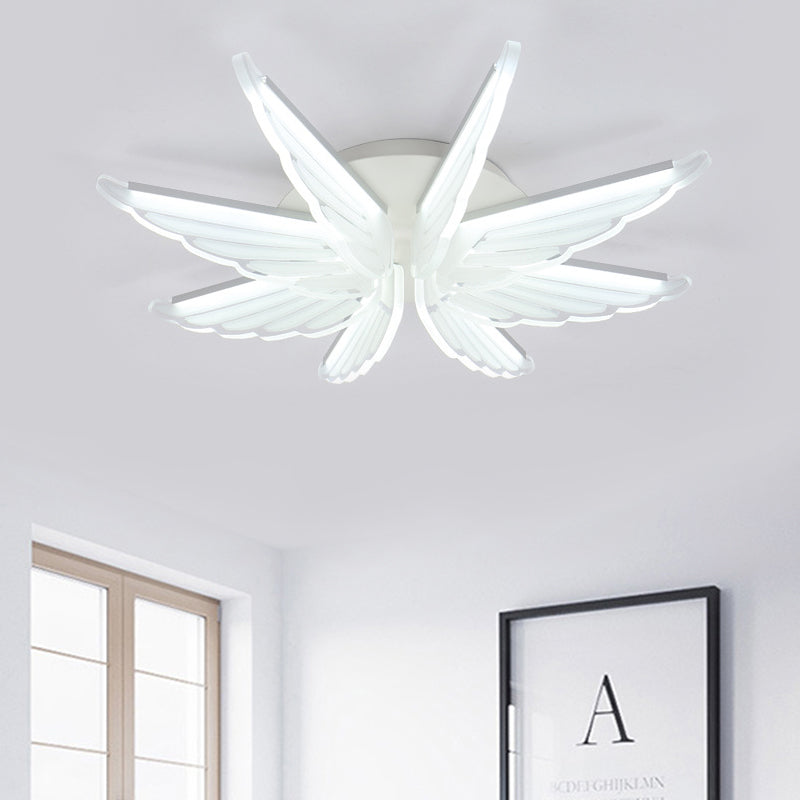 Romantic White Wing Flush Led Ceiling Lamp For Baby Room / 16.5’