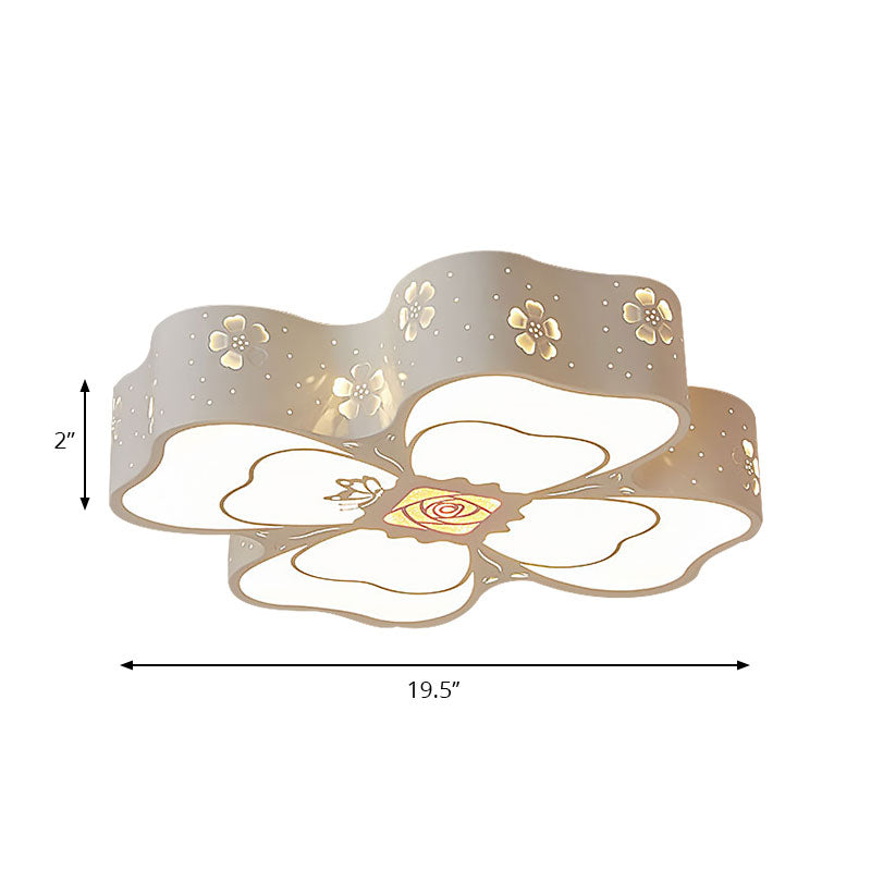 White Etched Petal Metal Ceiling Light For Kids’ Bedroom Or Bathroom