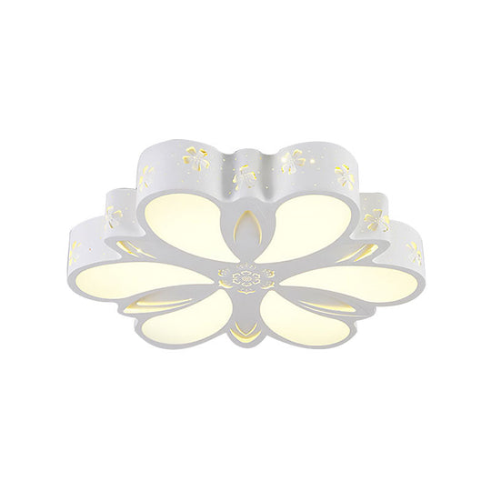 White Etched Petal Metal Ceiling Light For Kids Bedroom Or Bathroom
