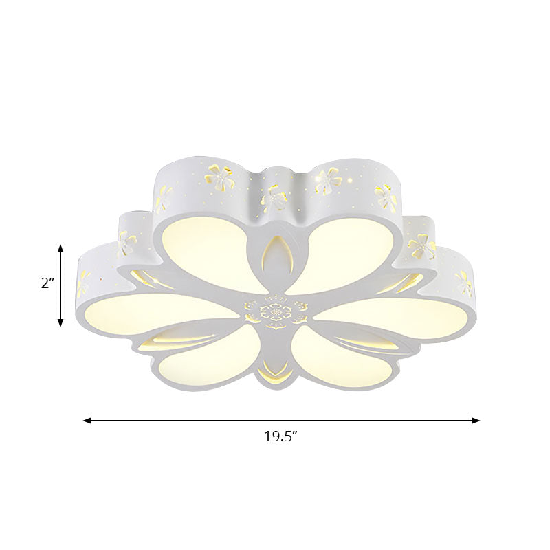 White Etched Petal Metal Ceiling Light For Kids’ Bedroom Or Bathroom
