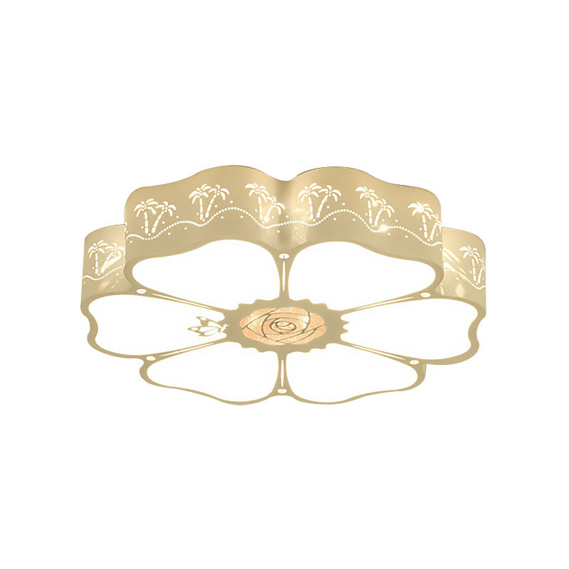White Etched Petal Metal Ceiling Light For Kids’ Bedroom Or Bathroom