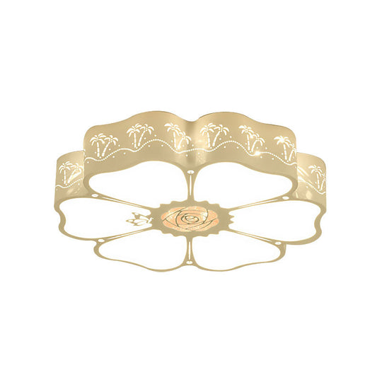 White Etched Petal Metal Ceiling Light For Kids’ Bedroom Or Bathroom