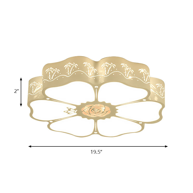 White Etched Petal Metal Ceiling Light For Kids’ Bedroom Or Bathroom