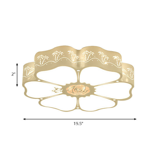 White Etched Petal Metal Ceiling Light For Kids’ Bedroom Or Bathroom