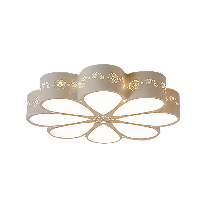 White Etched Petal Metal Ceiling Light For Kids’ Bedroom Or Bathroom