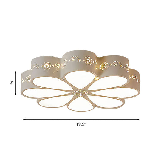 White Etched Petal Metal Ceiling Light For Kids’ Bedroom Or Bathroom