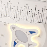 Rocket Metal Ceiling Lamp For Game Room - Stylish White Moon Flush Mount Light