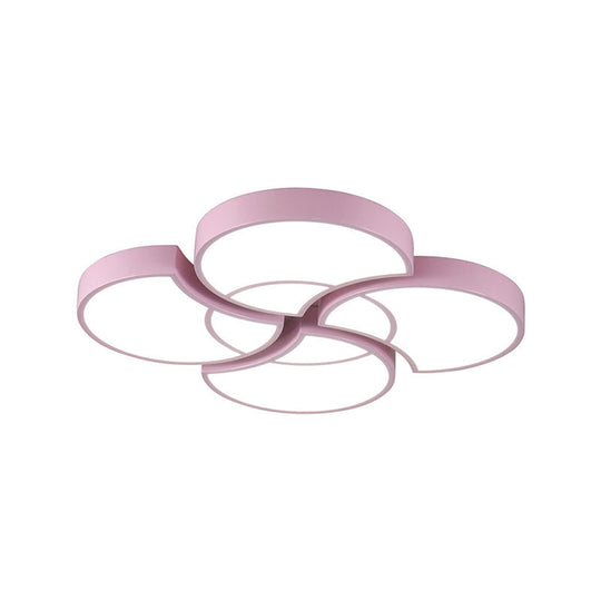 Floral Flush Ceiling Light For Kids Spaces - Metal And Acrylic Lamp Kindergarten Corridor