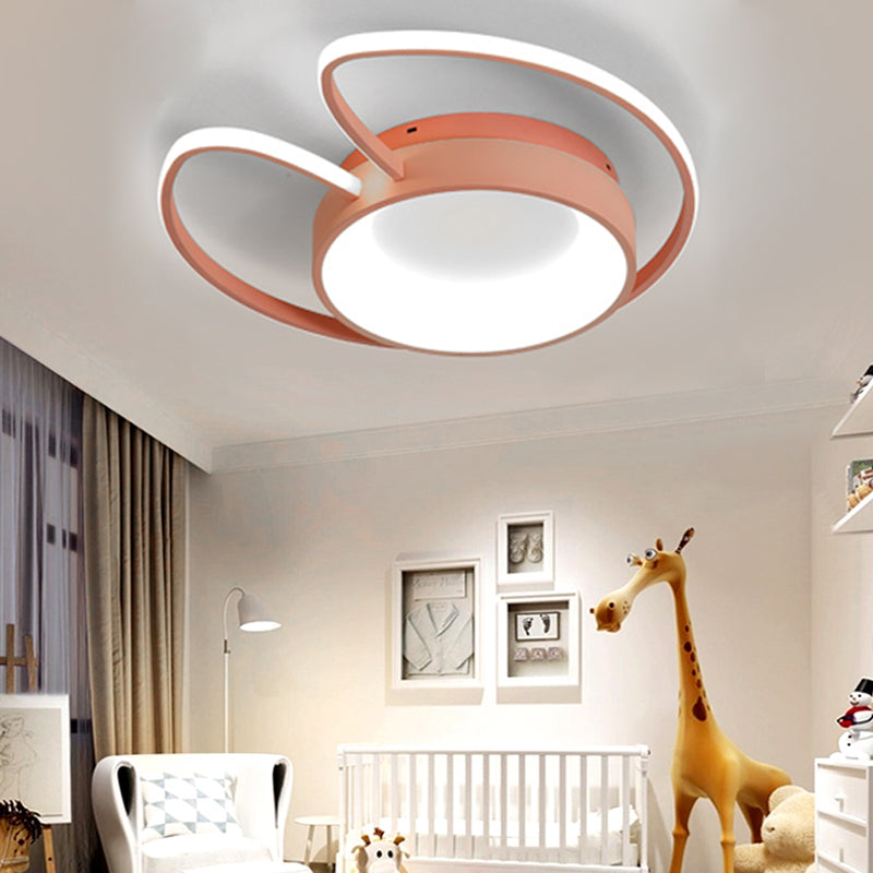 Stylish Round Macaron Flush Ceiling Light With Acrylic Wing Design For Living Room Pink / 16.5’