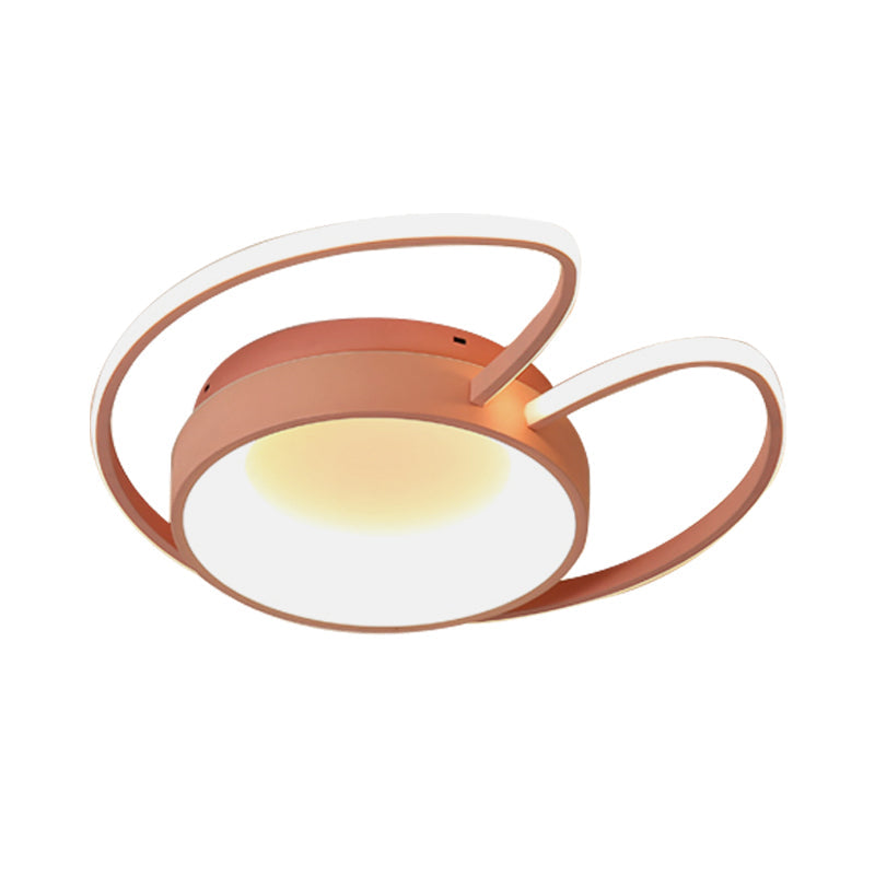 Stylish Round Macaron Flush Ceiling Light With Acrylic Wing Design For Living Room Pink / 16.5 Warm