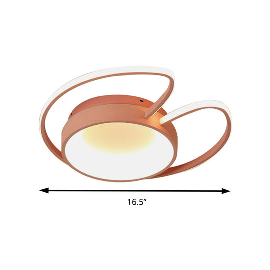 Stylish Round Macaron Flush Ceiling Light With Acrylic Wing Design For Living Room