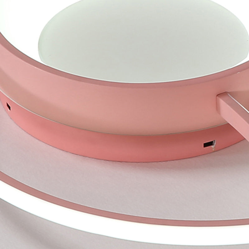 Stylish Round Macaron Flush Ceiling Light With Acrylic Wing Design For Living Room