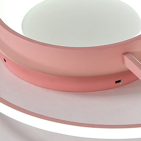 Stylish Round Macaron Flush Ceiling Light With Acrylic Wing Design For Living Room
