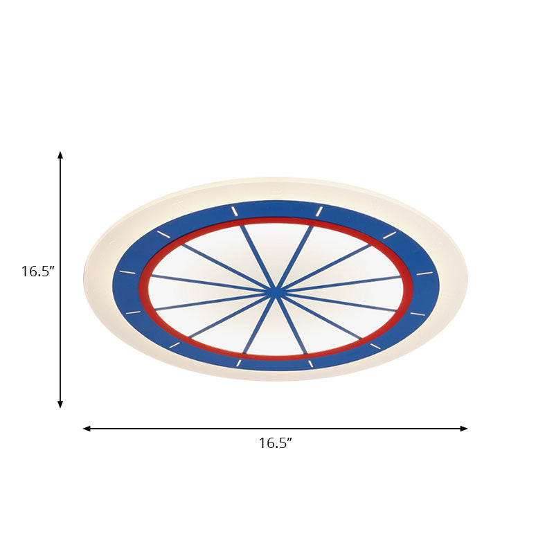 Modern Blue Circle Acrylic Flush Mount Ceiling Light For Bedroom