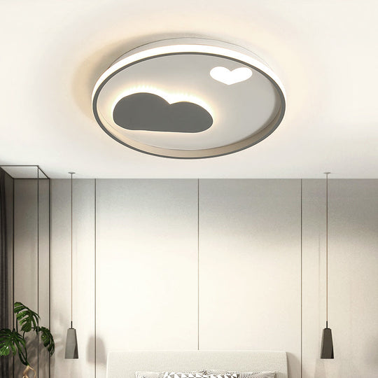 Contemporary Heart Ceiling Lamp – Led Acrylic Flush Mount Light For Hotel Hallway Grey / 16.5’ Warm