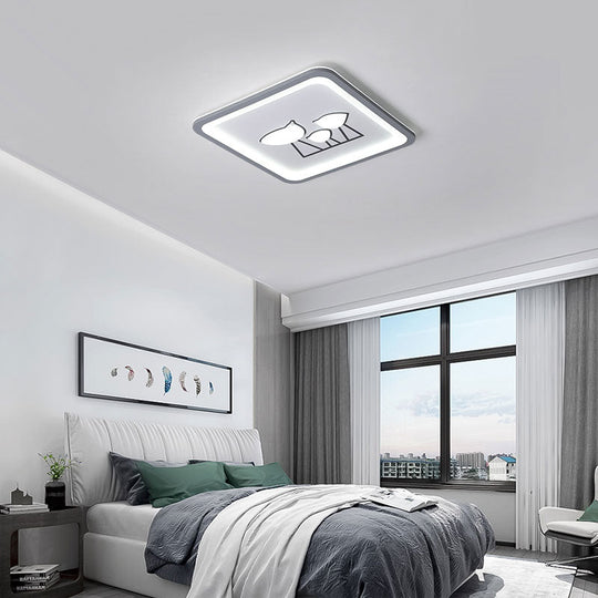 Nordic Acrylic Led Flush Mount Ceiling Light For Living Room Grey / White Square