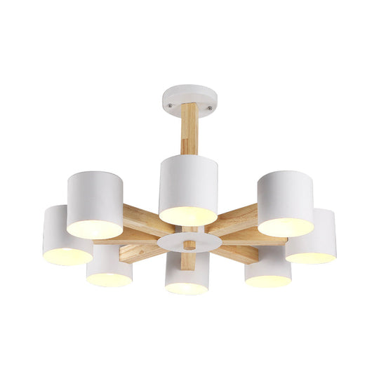 Nordic Cylindrical Ceiling Chandelier: Modern Metallic Suspension Light For Living Room In