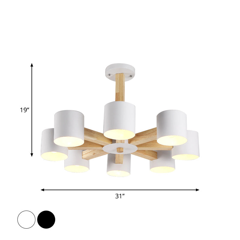 Nordic Cylindrical Ceiling Chandelier: Modern Metallic Suspension Light For Living Room In