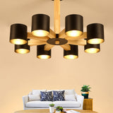 Nordic Cylindrical Ceiling Chandelier - Metallic 3/6/8-Light Suspension Light In Black/White And