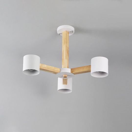 Nordic Cylindrical Ceiling Chandelier: Modern Metallic Suspension Light For Living Room In