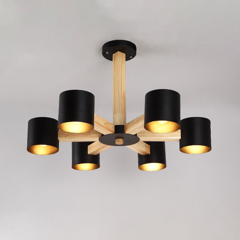 Nordic Cylindrical Ceiling Chandelier: Modern Metallic Suspension Light For Living Room In