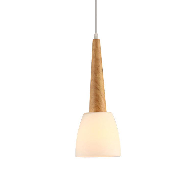 Nordic Wood Cluster Pendant Light With Glass Shade For Kitchen Dinette - Bell Milk 1 /