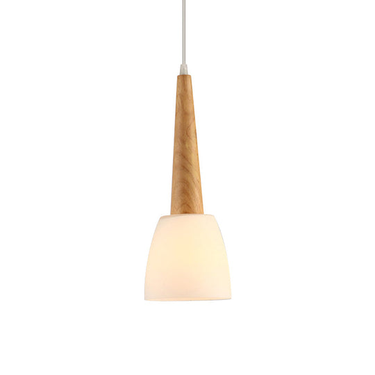 Nordic Wood Cluster Pendant Light With Glass Shade For Kitchen Dinette - Bell Milk 1 /