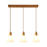Nordic Ivory Glass 3-Head Cluster Pendant Bell/Bowl/Barrel Hang Lamp For Dining Room