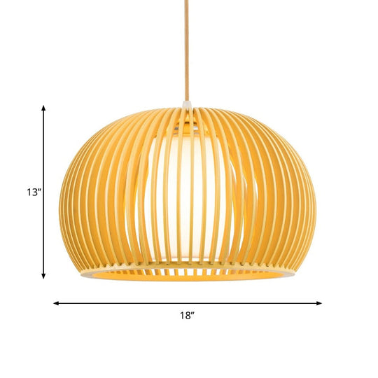 Modern Half-Globe Pendant Wooden 1-Light Dining Table Suspension Lighting - 13’/18’ W With