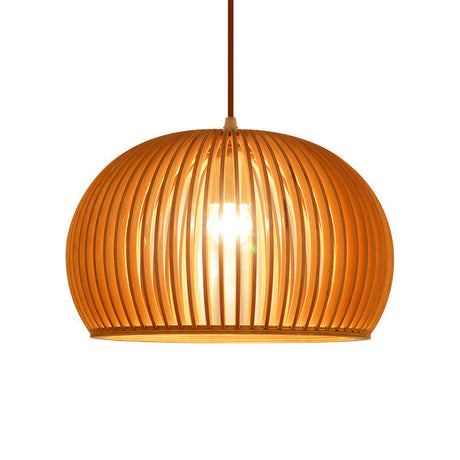 Minimalist Wood Hemisphere Pendant Ceiling Light With Single Bulb - Available In 14/18 Widths And