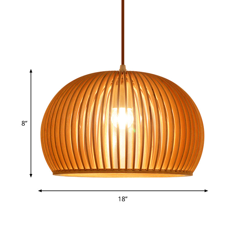 Minimalist Wood Hemisphere Pendant Ceiling Light With Single Bulb - Available In 14/18 Widths And