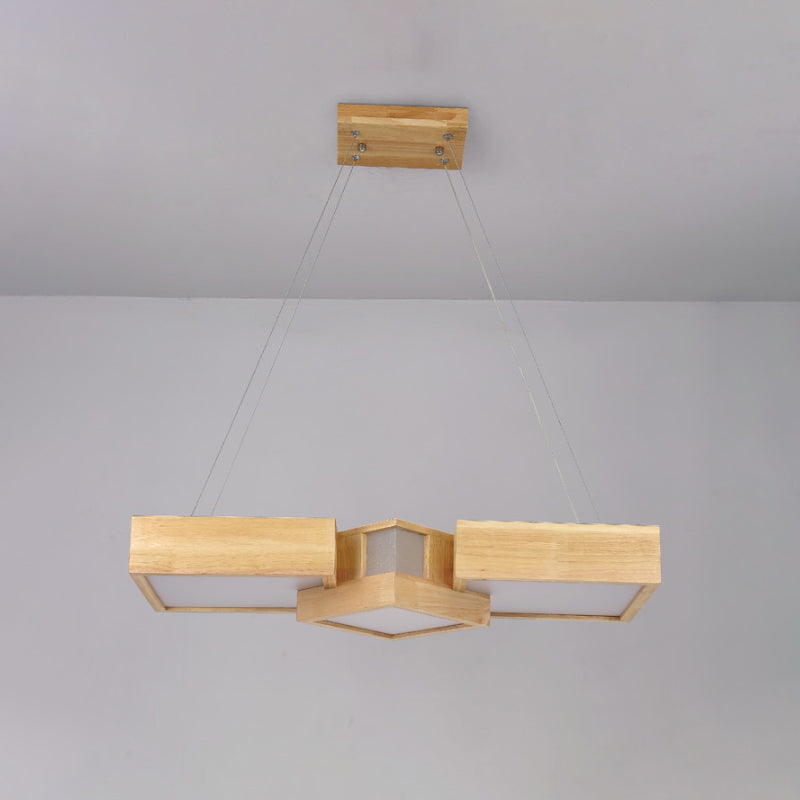 Modern Wood Dining Table Led Pendant Light With Symmetric Acrylic Shade - Warm/White 24.5’/29’ Width