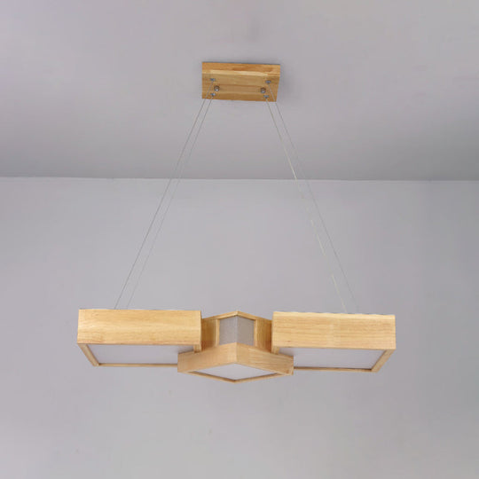Modern Wood Dining Table Led Pendant Light With Symmetric Acrylic Shade - Warm/White 24.5’/29’ Width