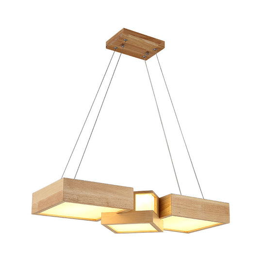 Modern Wood Dining Table Pendant Light With Symmetric Acrylic Shade - Led Hanging Fixture In 24.5/29