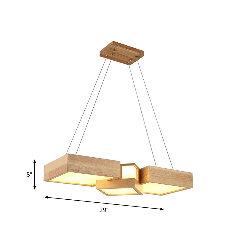 Modern Wood Dining Table Led Pendant Light With Symmetric Acrylic Shade - Warm/White 24.5’/29’ Width