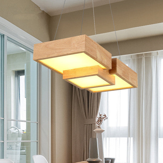Modern Wood Dining Table Led Pendant Light With Symmetric Acrylic Shade - Warm/White 24.5’/29’ Width