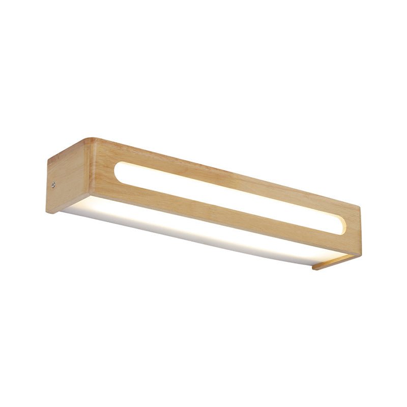 Nordic Wood Led Bathroom Vanity Wall Light - Rectangular Flush Mount Sconce (12/19.5/23.5 Wide)